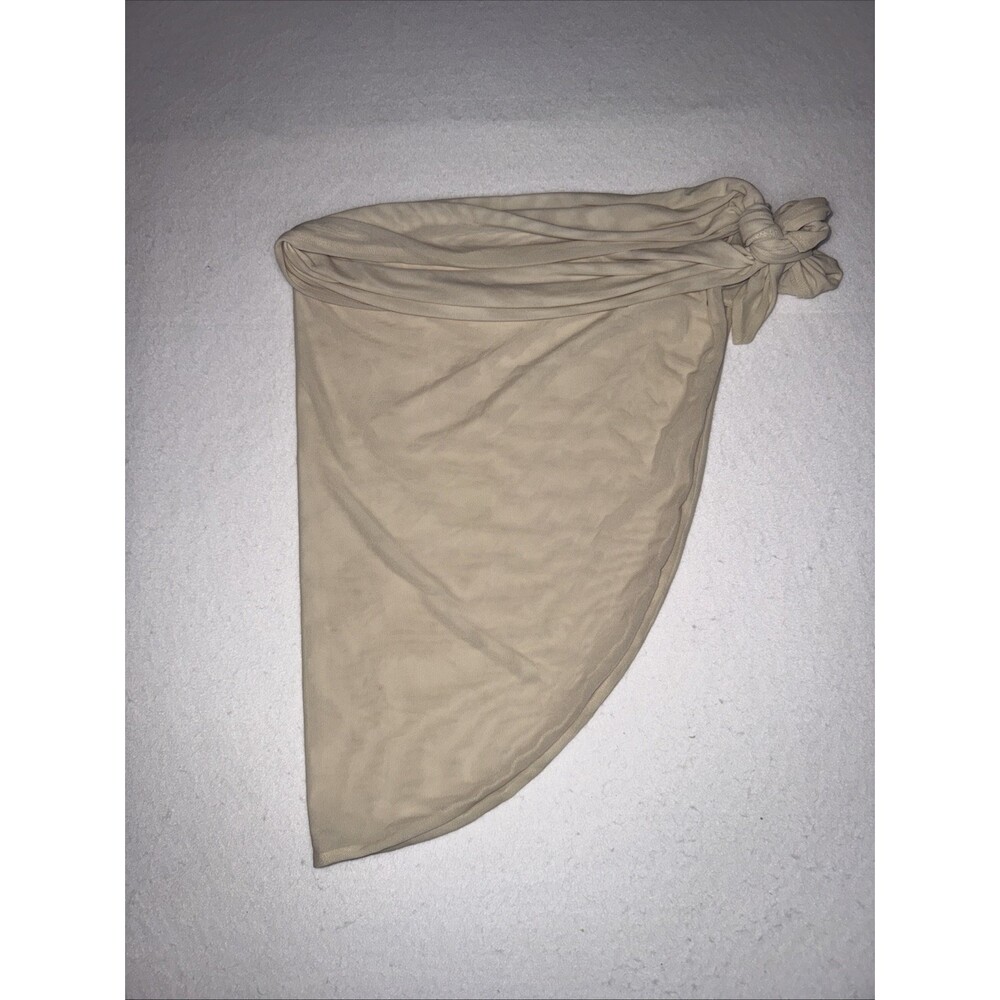 Oh Polly Swim Side Tie Sarong Size Small Ivory Swim cover Wrap Neutral Mesh New